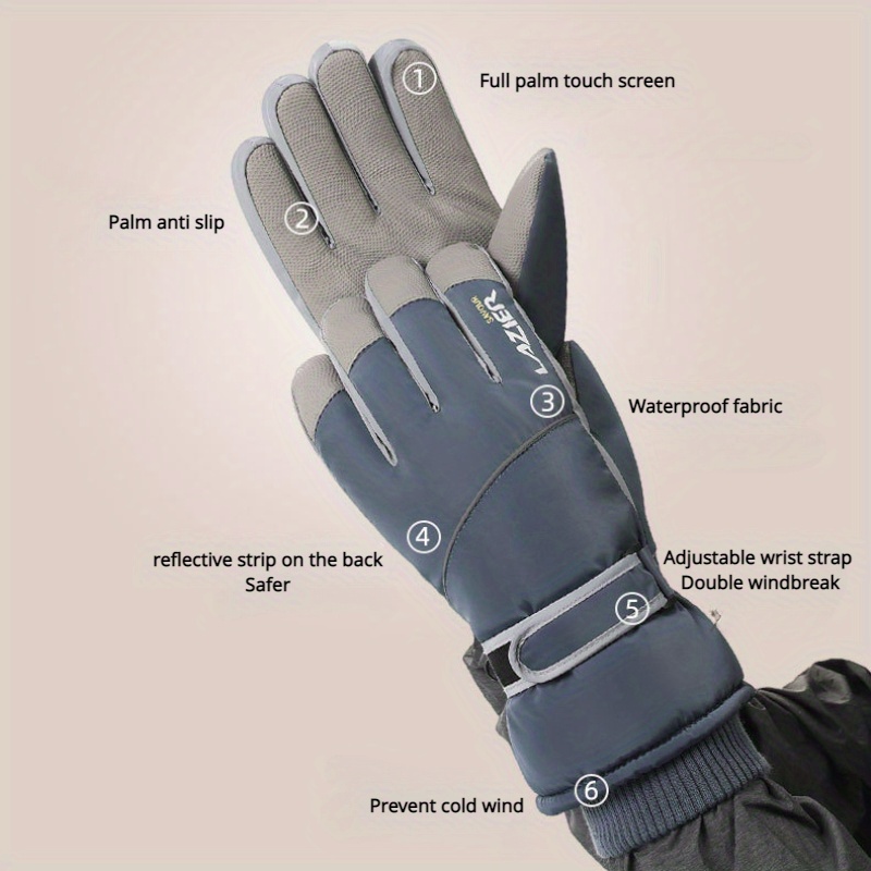 72 pieces Thermaxxx Winter Ski Gloves Men Zipper Pocket w/ Grip