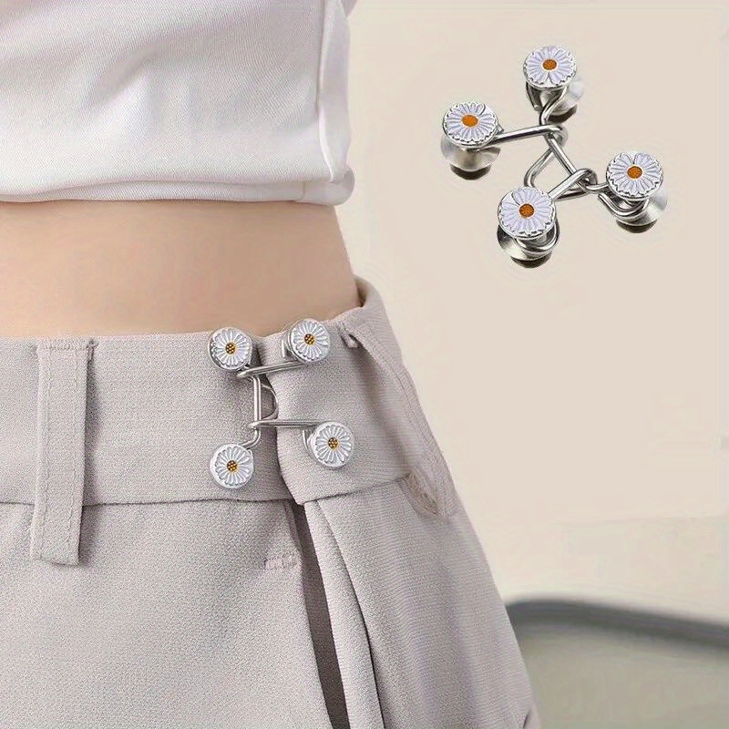 1pc Women's Brooch Set Tighten Waist Brooches Nail Free Alloy Daisy Pants  Jeans Adjustable Waist Clip Pins Clothing Accessory