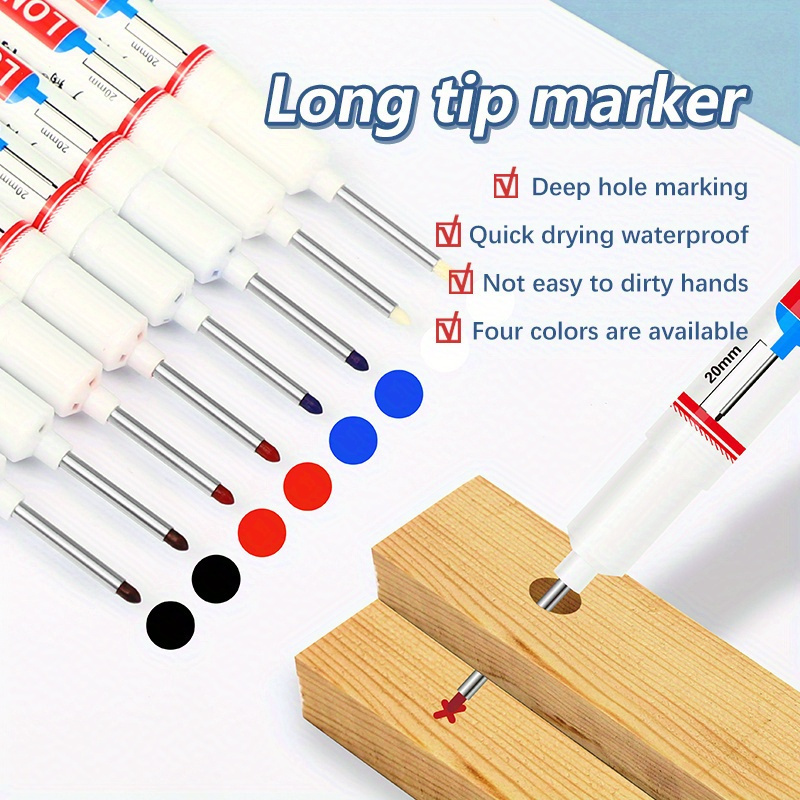 4Pcs/Set 30mm Deep Hole Long Nib Head Markers For Metal