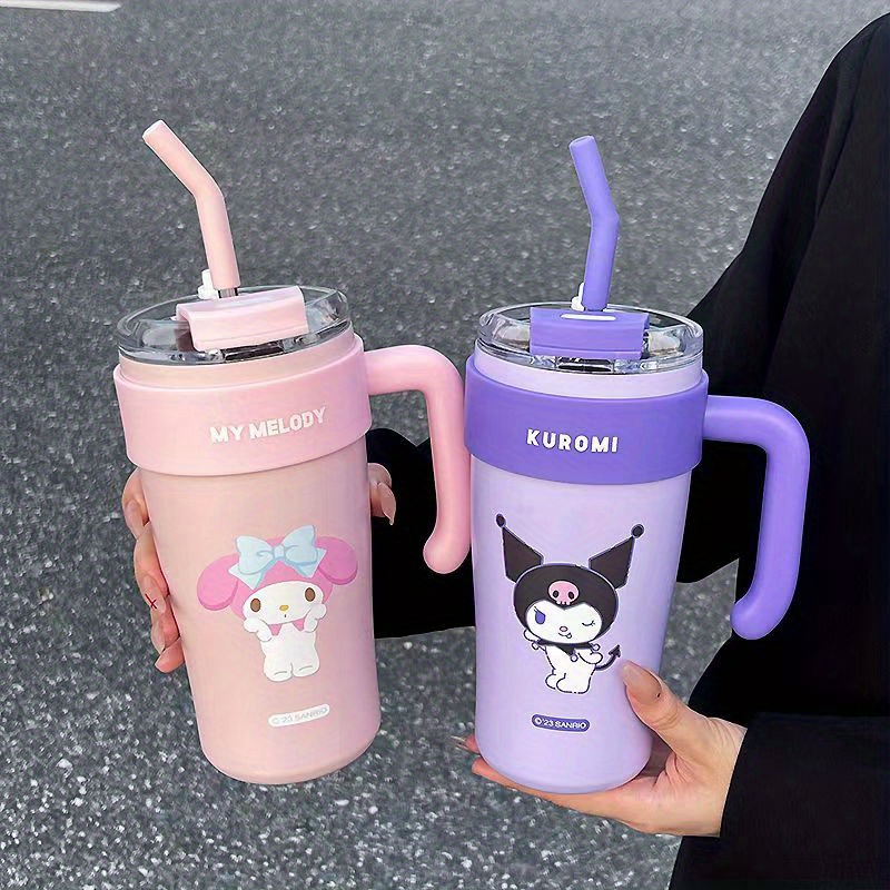 ORPJXIO Coffee Cup Kuromi Anime My Melody Insulated Water Bottle  Double-Layer Mug Tumbler Cup With Lid 12 OZ