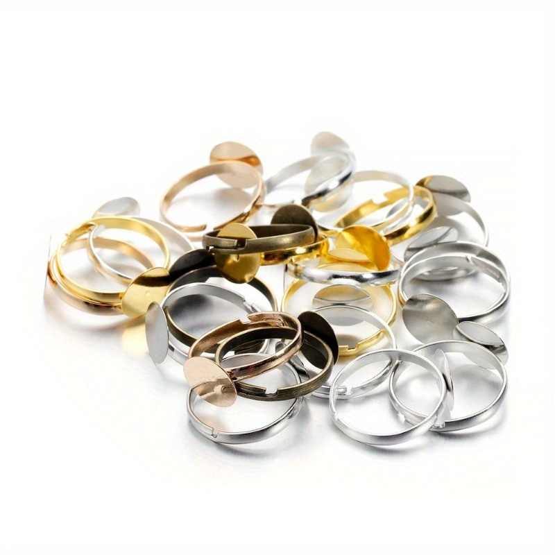 10pcs Diy Jewelry Making Accessories Adjustable Ring Blanks With