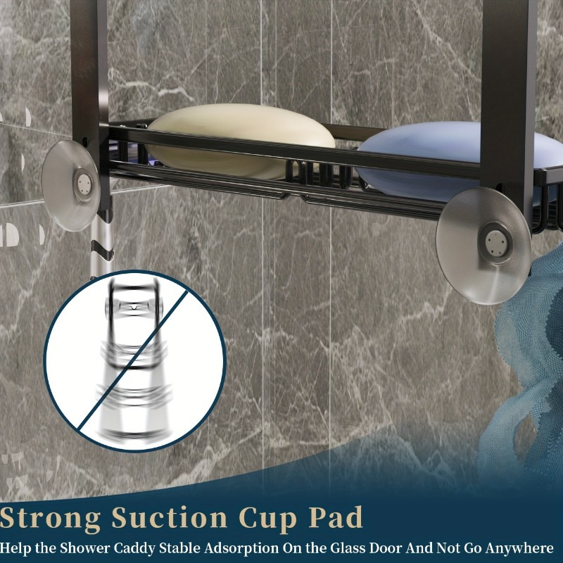 Over the Door 3 Tier Shower Caddy, Adjustable Hanging Organizer with Suction  Cup, Silver 