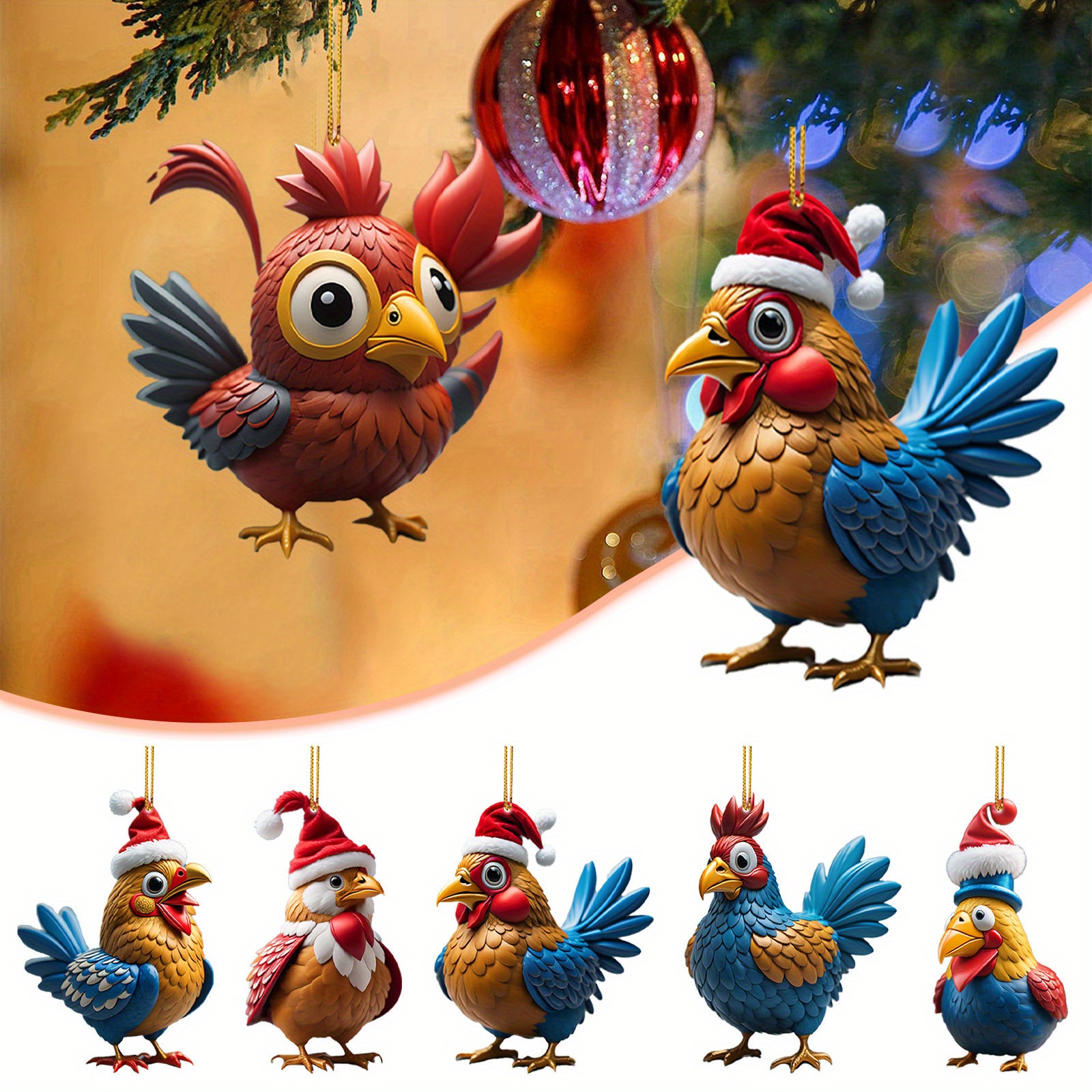 6 Stücke Neue Weihnachten Tier Niedliche Huhn Weihnachtsbaum