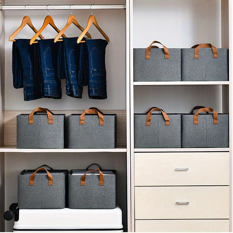Clothing Storage Bins, Closet Bin With Handles, Foldable Rectangle