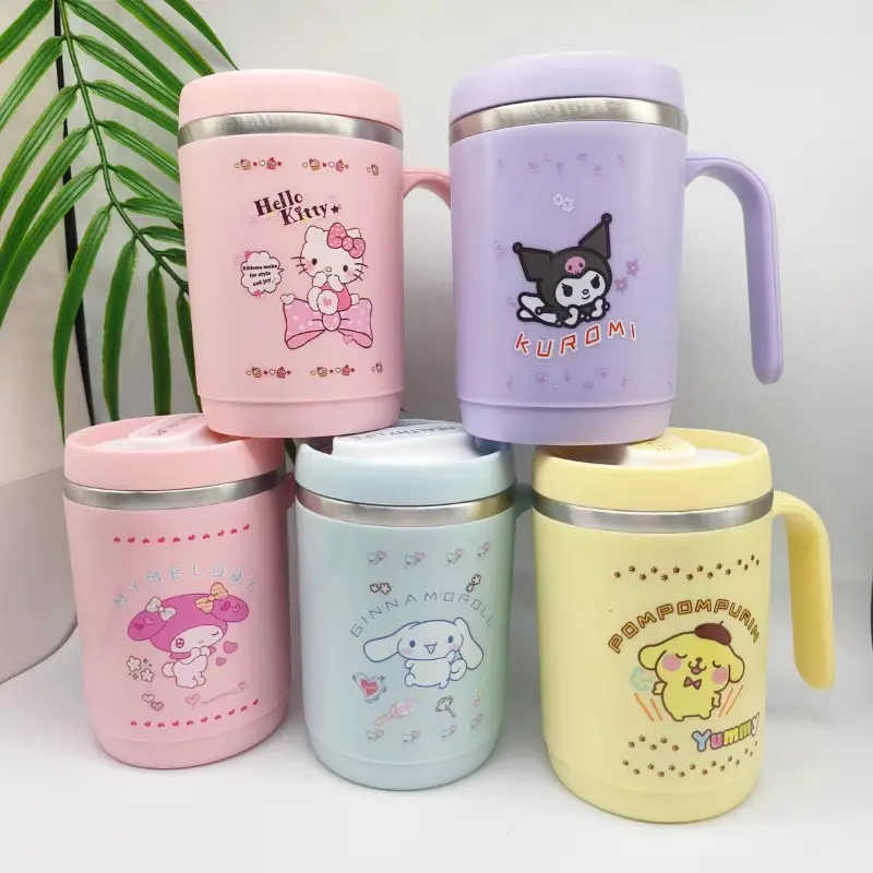 Hello Kitty Cinnamoroll Insulated Coffee Mug With Handle And Lid, Cute  Kuromi Melody Stainless Steel Water Cup, Double Wall Vacuum Travel Mug For  Office, Outdoor Sports - Temu