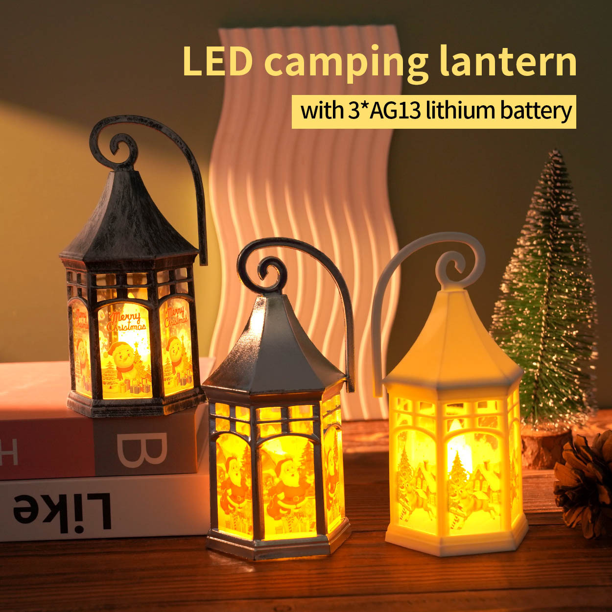 Decorative Candle Lanterns Flameless Battery-Operated with Timer Function,  Christmas Gifts, Holiday Lights,10'' Indoor Outdoor Waterproof Hanging