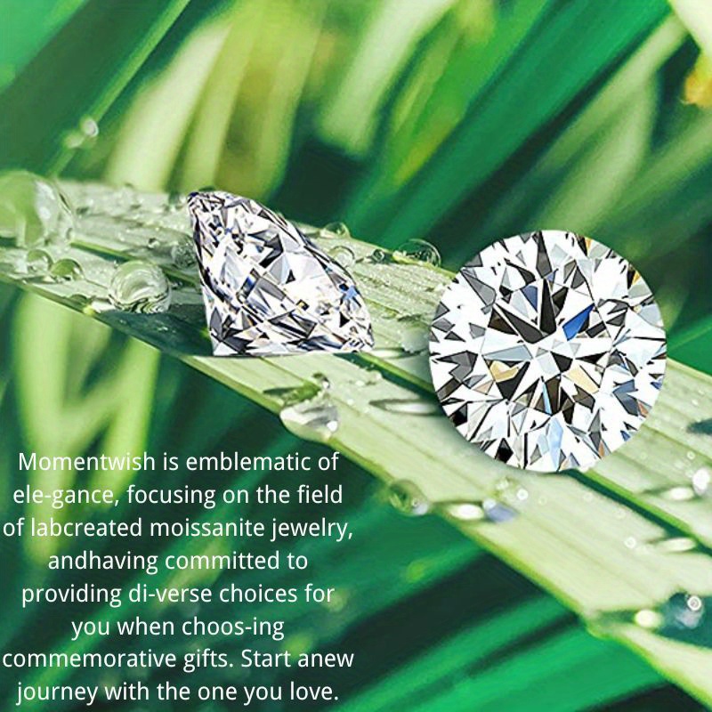MomentWish Sterling Silver Halo Moissanite Engagement Ring Wedding Band Set