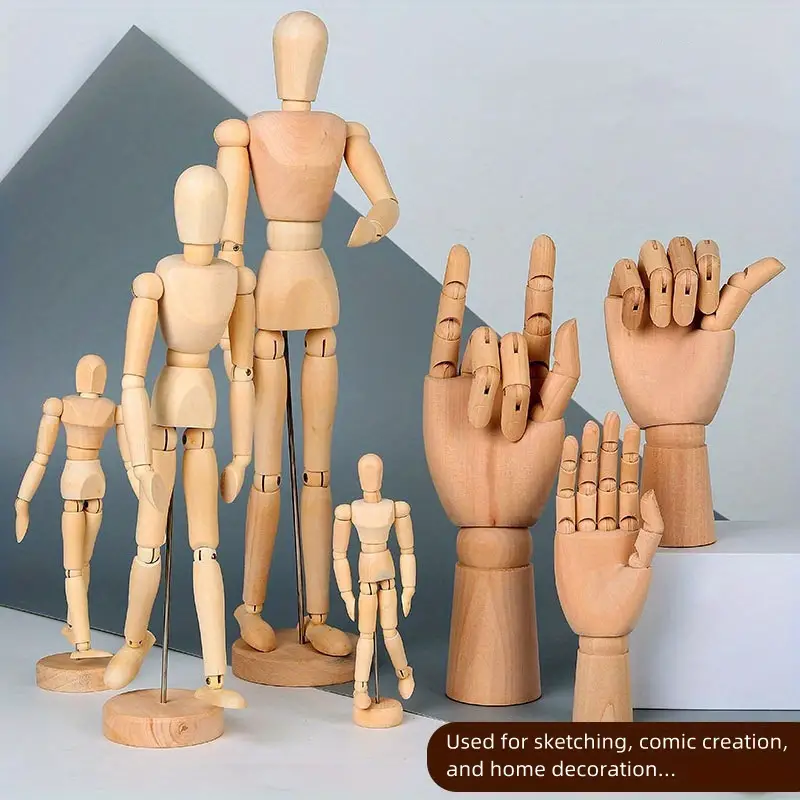 Set of 2 Human Artist Drawing Models 12 Wood Figure Manikin Mannequin Body