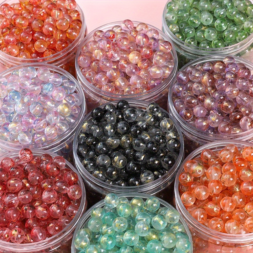 Ink Style Smudged Glass Round Beads Elegant Fashion For Diy - Temu