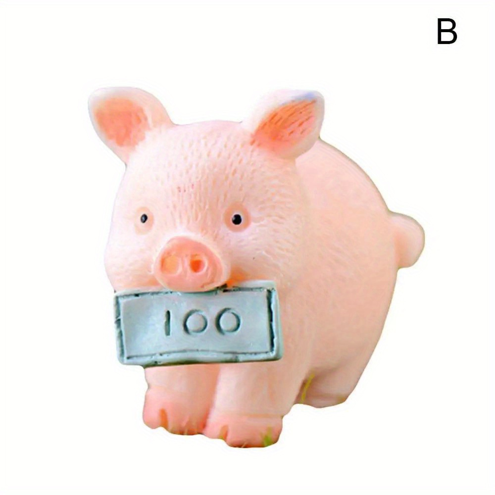 Cute Resin Money Lucky Pig Figurine Statue Diy Miniature - Temu