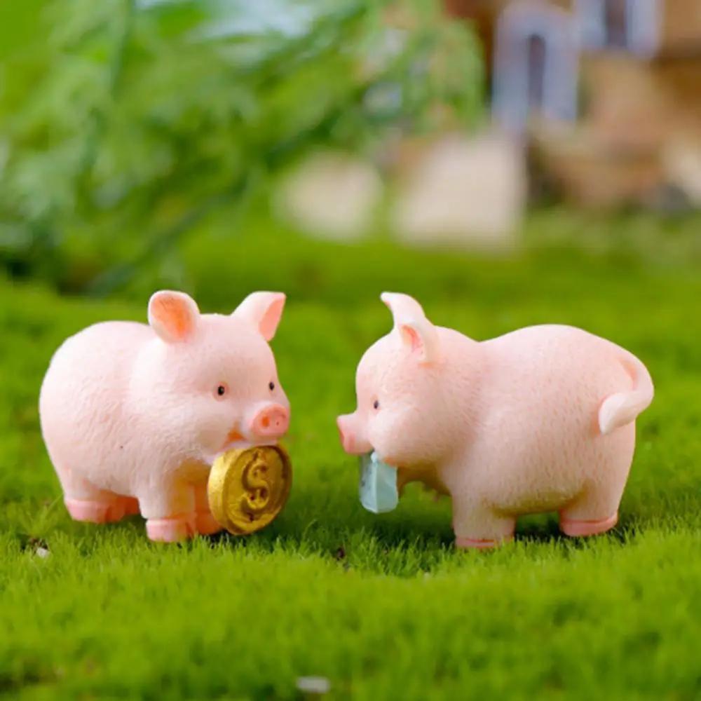 Cute Resin Money Lucky Pig Figurine Statue Diy Miniature - Temu