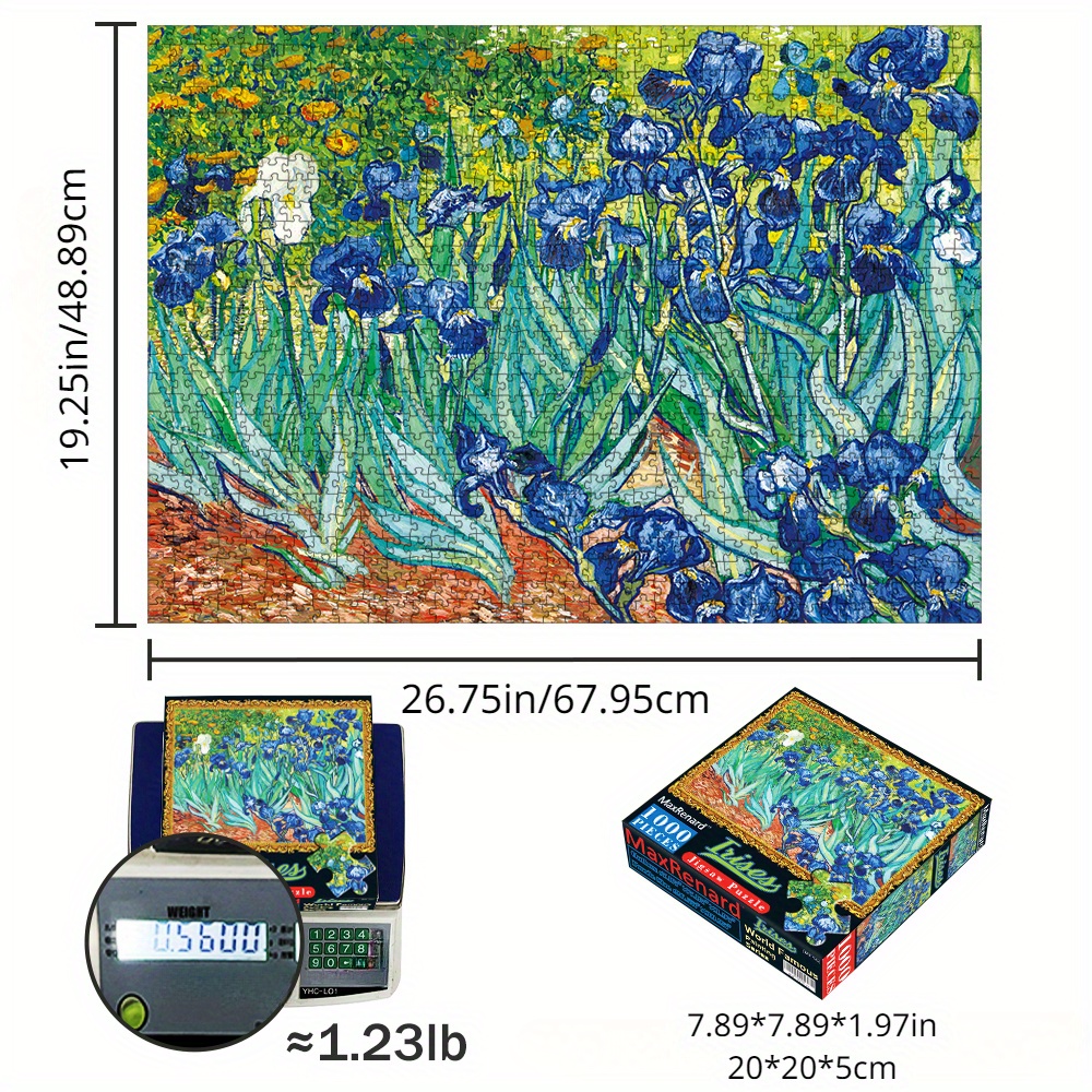 Jigsaw Puzzle 1000 Pieces Adult Game Van Gogh Irises Artwork Friendly Paper Christmas  Gift Toy, Save Clearance Deals