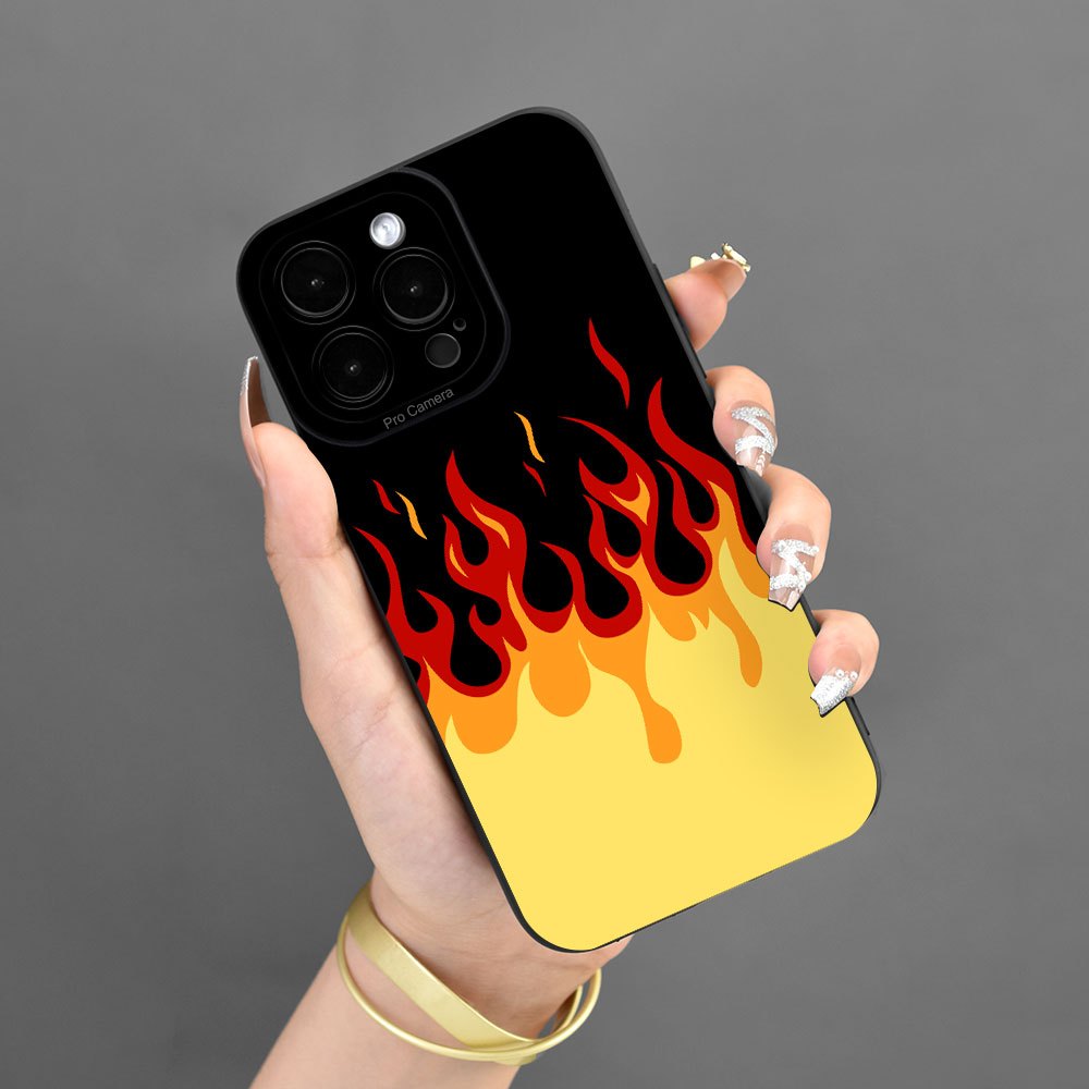 

Fire Pattern, Matte Feel Phone Case, Full Protection Phone Case Shockproof Silicone Soft Rubber Tpu Phone Case For 7/8/se2/se3/x/xs/xr/11/12/13/14/15 Pro Max