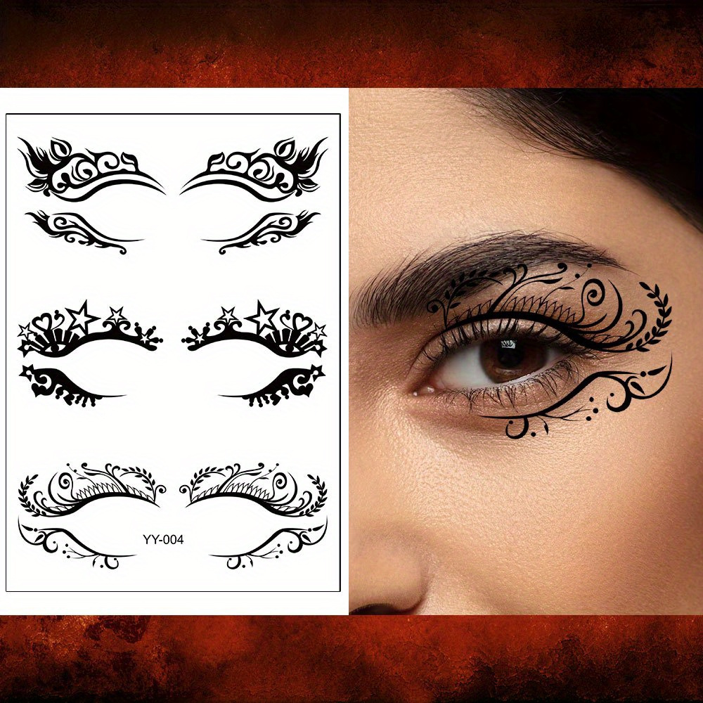 4 Pairs Halloween Eye Shadow Stickers Eyeliner Decals Spider Web Skull Bat  Temporary Tattoo Stickers Face eye Makeup Stickers for Women Girls