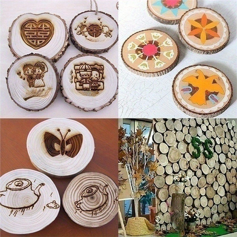 7-11.8inch Unfinished Natural Wood Slices with Tree Bark Round
