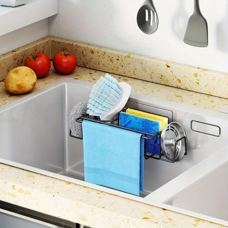 Adjustable Partition Kitchen Sponge Holder for Sink,sink scrubber  holder,Kitchen Sponge Holder for Dish Rags Brush Soap Scrubber,soap holder