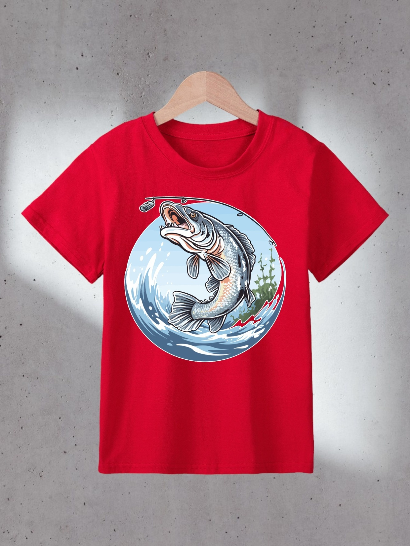 Boy's Fishing Print Cool T-shirt Clothing Casual Round Neck Short Sleeve Comfy Outdoors Outfit For Kids