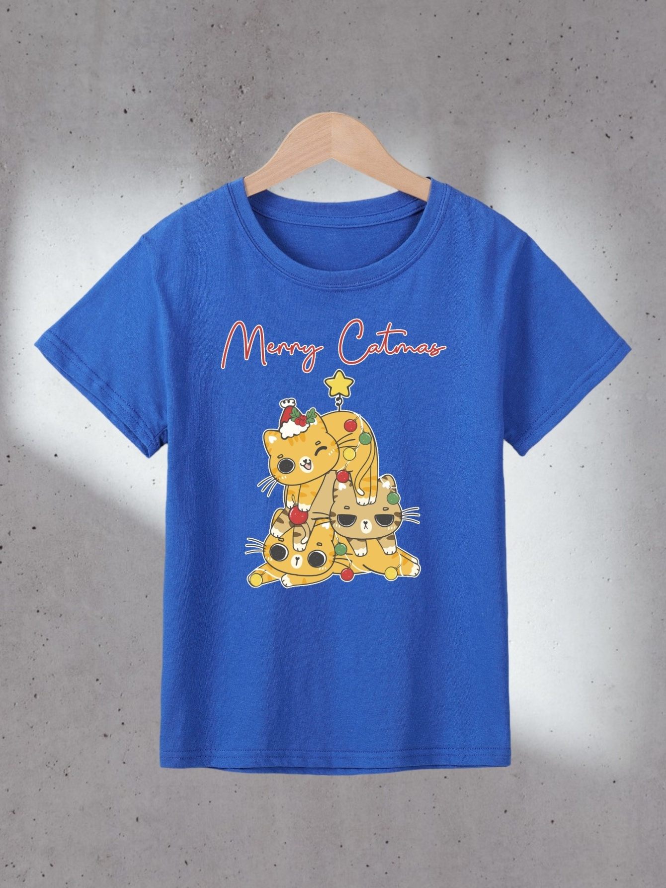 Boy's Merry Catmas Print Cute Christmas T shirt Clothing - Temu Australia