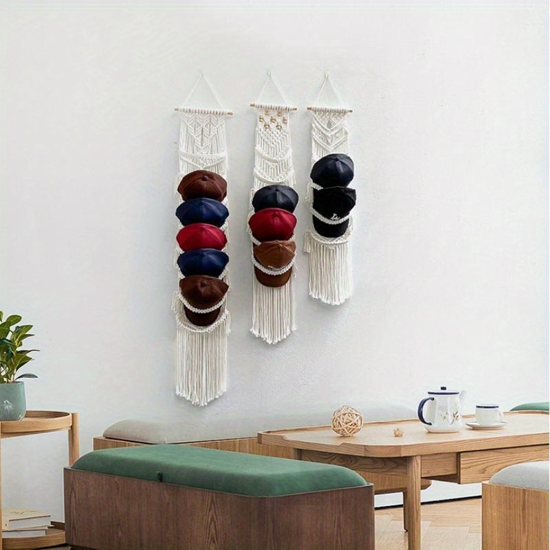 Hand Woven Hat Storage Rack Tapestry Wall Mounted Hat Rack - Temu