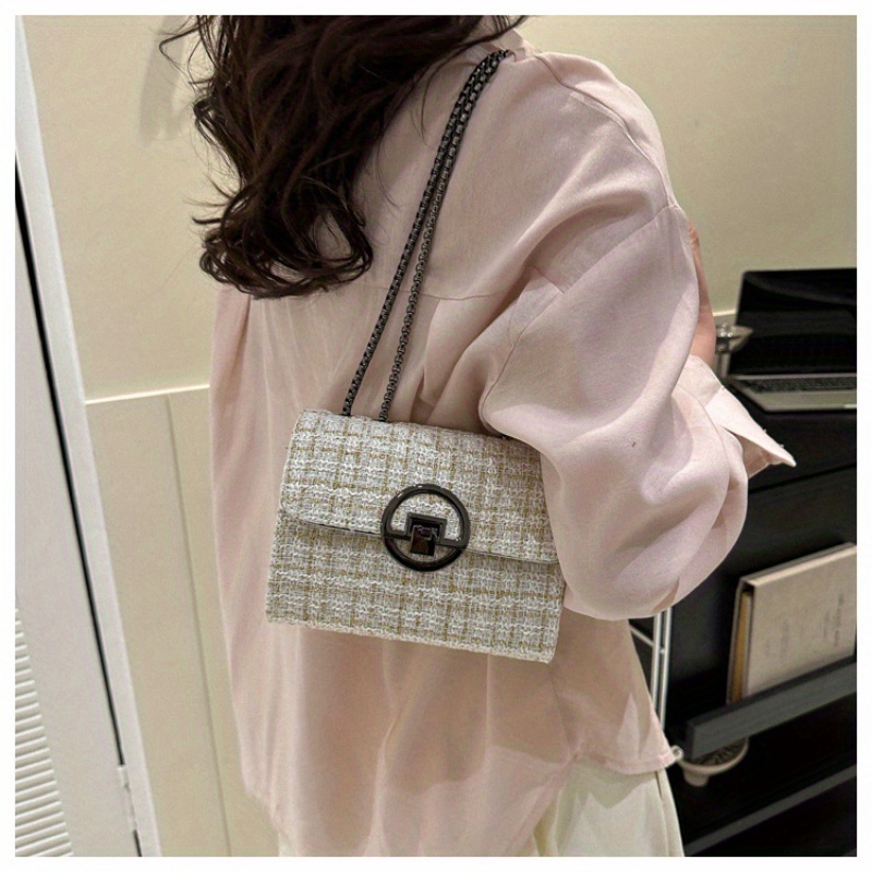 Minority Design Plaid Pattern Square Shoulder Bag, Classic Flap Chain Bag,  Women's Elegant Small Bag - Temu