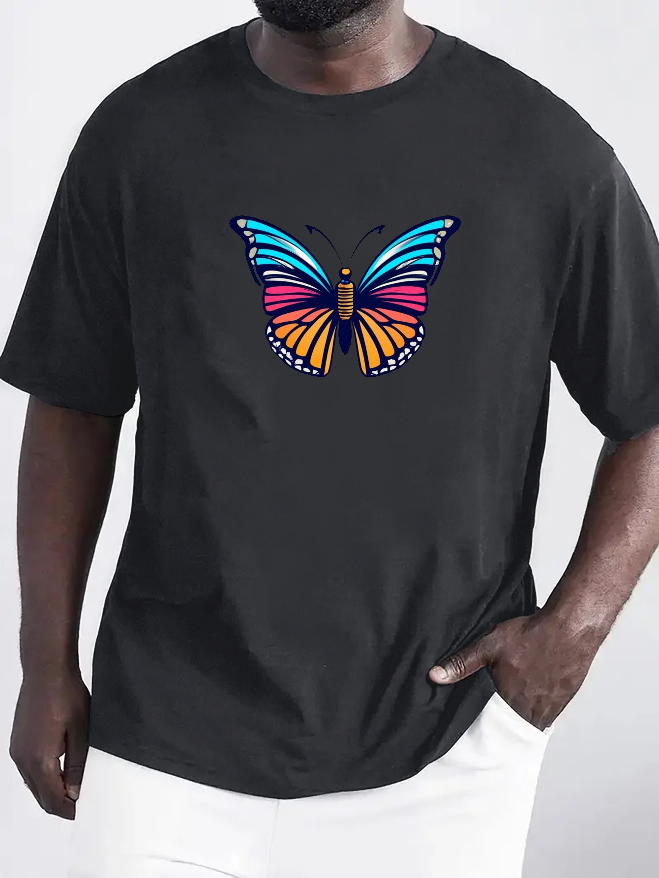 Butterfly With Number 999 Pattern Print Men's T-shirt, Graphic Tee Men's  Summer Clothes, Men's Outfits - Temu United Arab Emirates