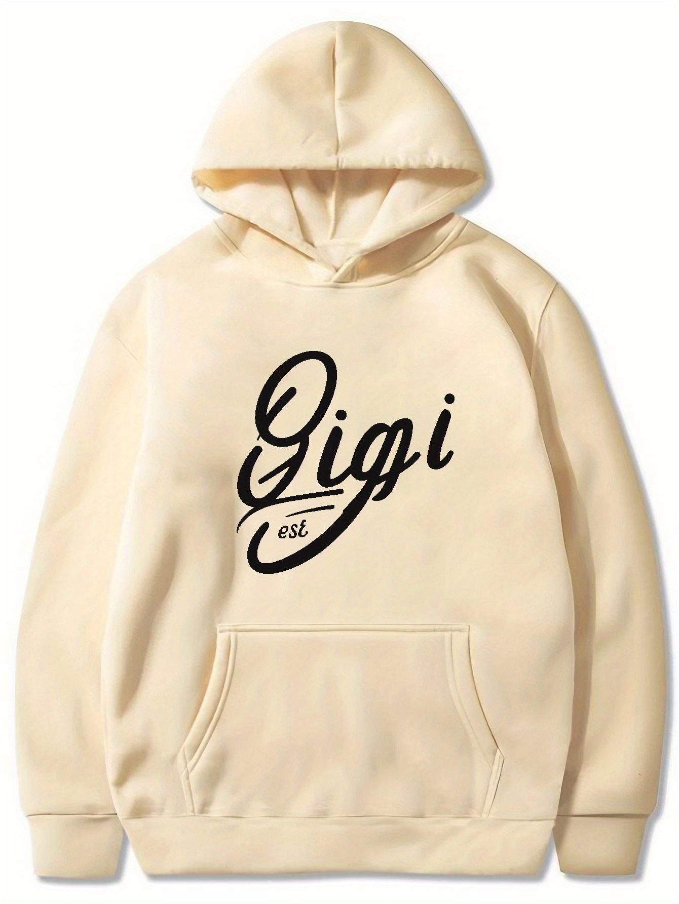 Fleece Gigi Print Kangaroo Pocket Hoodie Casual Long Sleeve - Temu