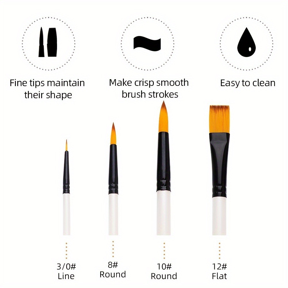 Fine Tip Round 0 Detail Art Paint Brushes - 4pcs/set