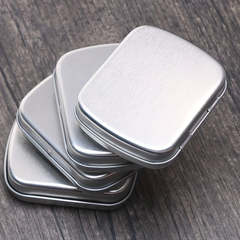 2pcs Portable Metal Hinged Tin Box for Home Storage - Mini Size with Lid  for Secure and Convenient Organization