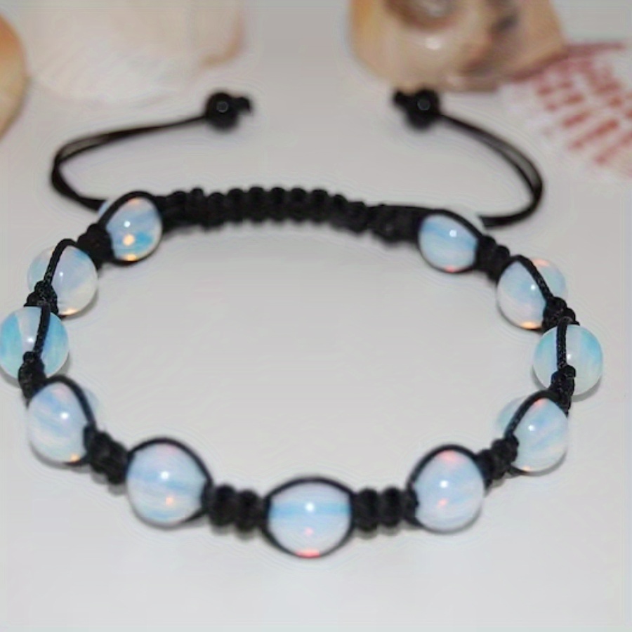 Handcrafted Adjustable Rope Bracelet With Delicate Glass Gemstones, Perfect For Friendship Day