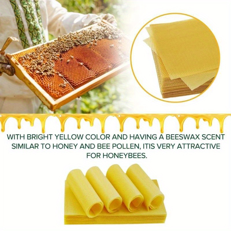 10pcs Natural DIY Beeswax Sheets Eco-Friendly Beekeeping Equipment Bee Comb Honey Frame for Crafts, Size: 13.2, Yellow