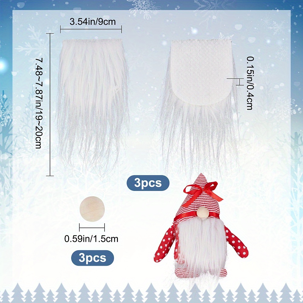  4 Sets Christmas Gnome Beard Fur Beards for Crafting