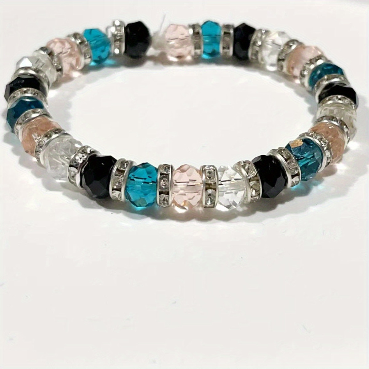 Metal Inlaid Rhinestones Spacer Ring /4 color Beads With - Temu