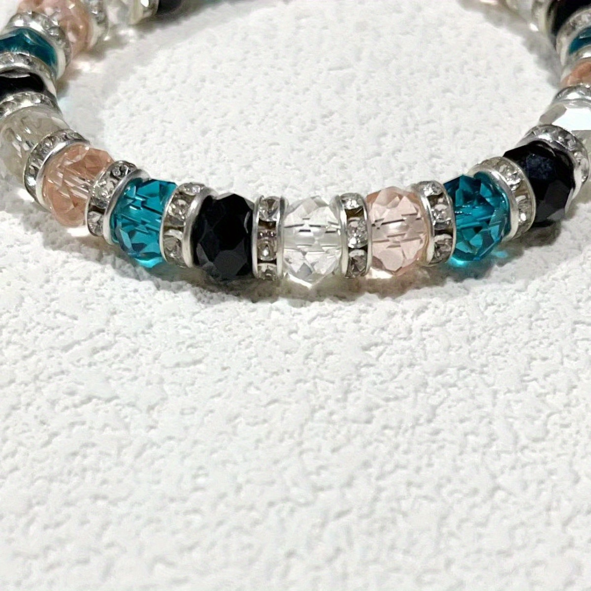 Metal Inlaid Rhinestones Spacer Ring /4 color Beads With - Temu