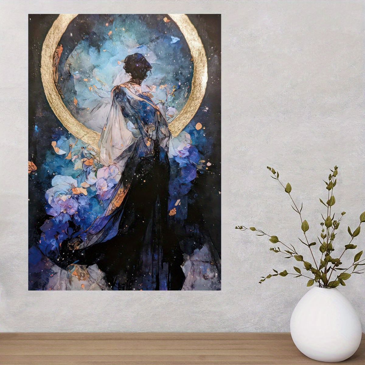 Golden Peacock Leaf Wall Art Canvas Painting Elegant Poster - Temu