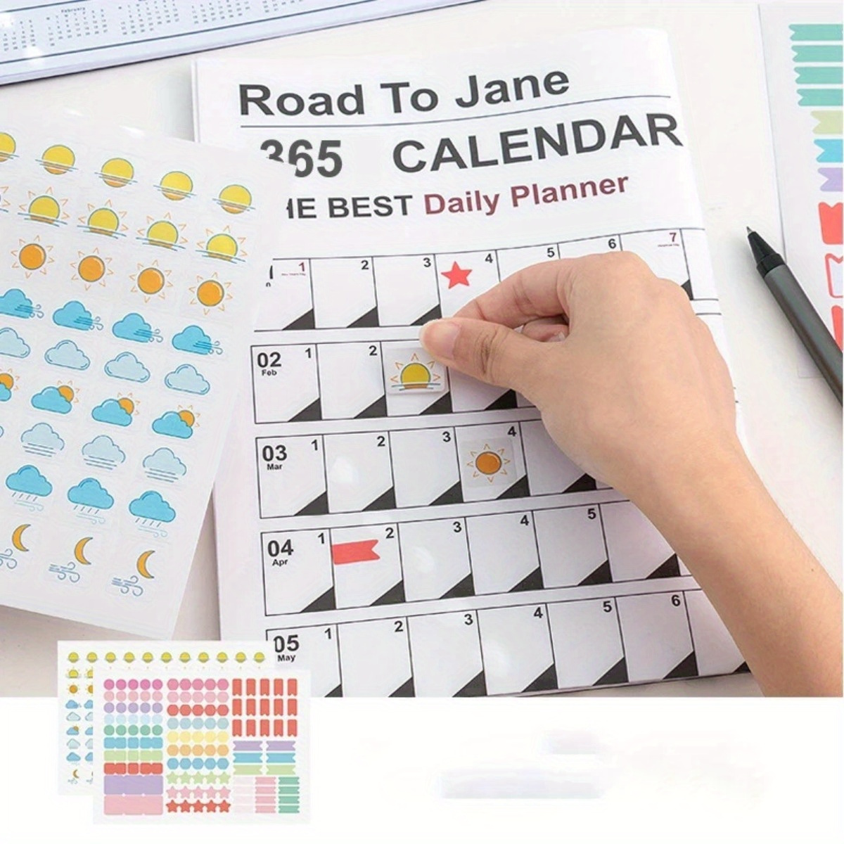 Feuille de planificateur de calendrier 2024 calendrier mural suspendu  calendrier annuel quotidien liste de tâches planificateur - AliExpress