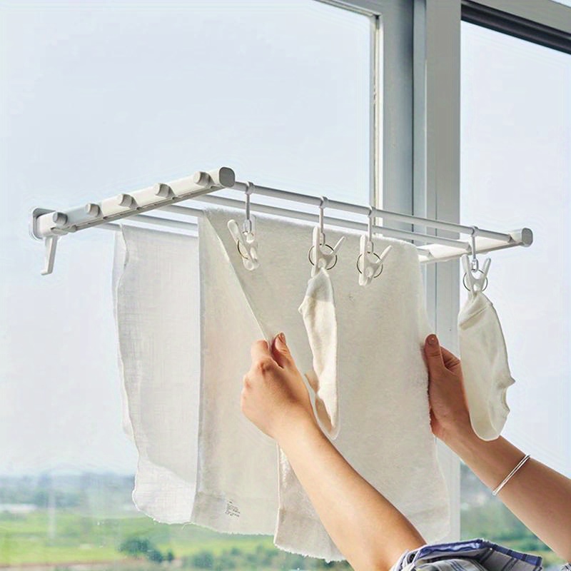 Tendedero plegable extensible para secar ropa, secador de ropa, tendedero  para lavar, toallero, barra para baño, interior y exterior (color dorado