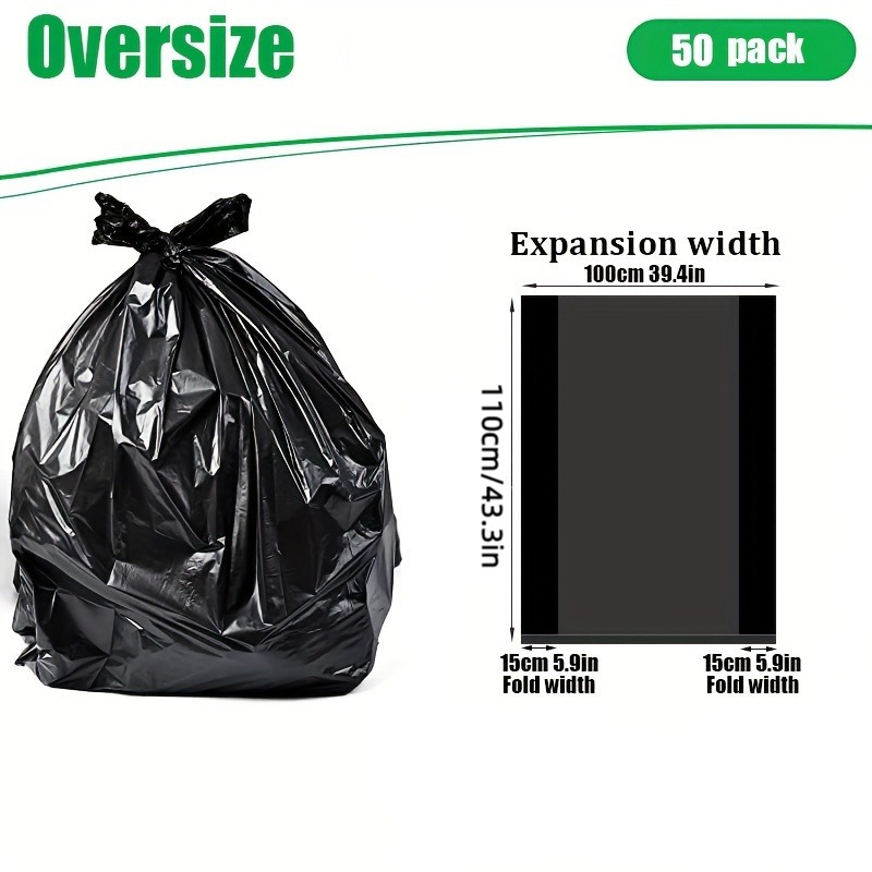 50pcs Extra Large Trash Bags, Black Heavy Duty Garbage Bags, Trash Bags  Garbage Bags Lawn Leaf Plastic Bags Thick Heavy Garbage Bag For Restaurant  Ho