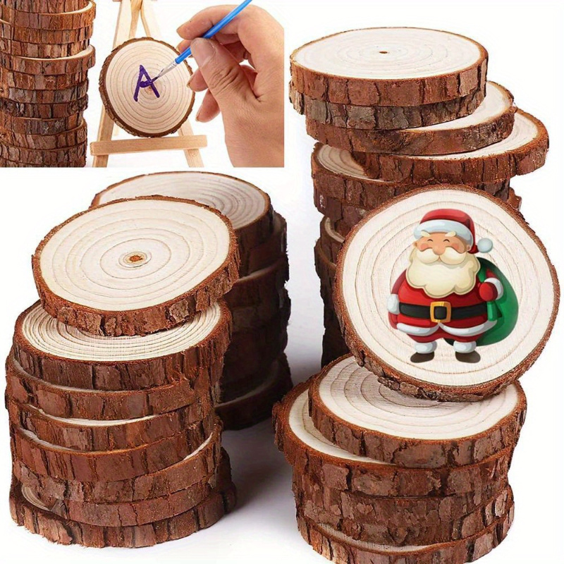 Wood 3 Round Wood Discs Tree Bark Wooden Circles For - Temu