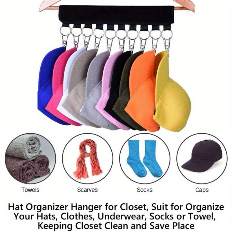 Baseball Hat Rack with 10 Hat Storage Clips - 2 PCS