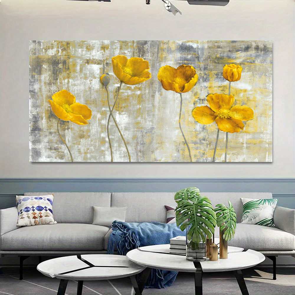 Quadri moderni dipinti a mano decorativi giallo nero studio salone  soggiorno - Dipinti Moderni