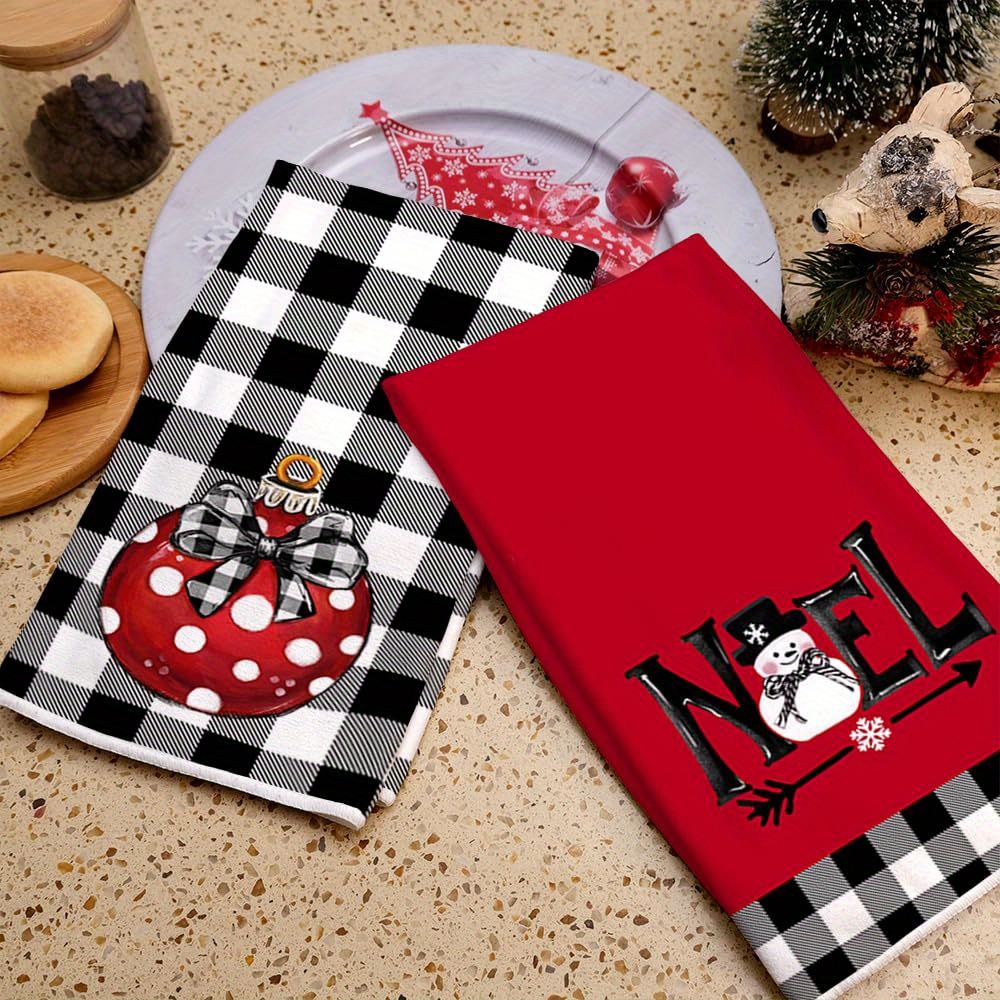 Christmas Kitchen Towels Red Buffalo Plaid Xmas Tree Dish - Temu