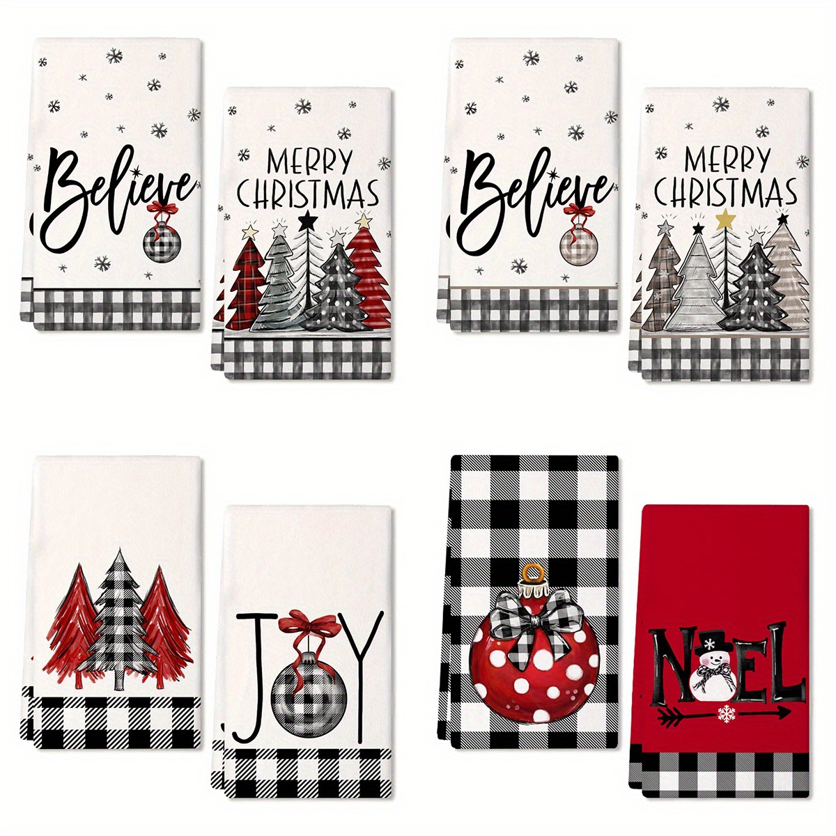 Hand Towels Christmas Theme Kitchen Towels Set Buffalo Plaid - Temu