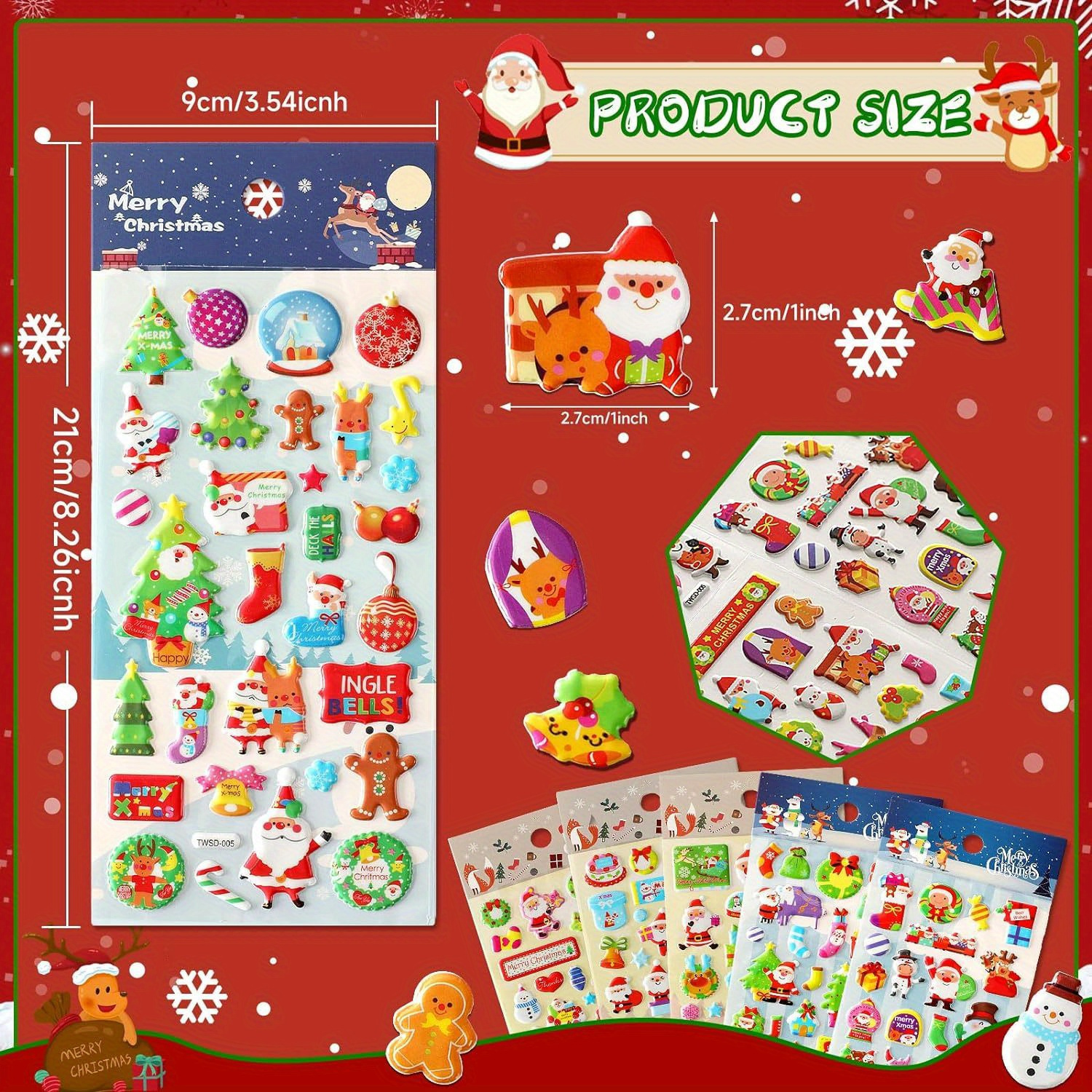 Scrapbook Stickers - 3D Merry Christmas