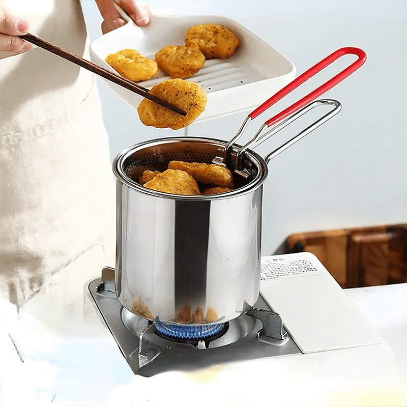 304 Stainless Steel Deep Fryer Pot W/ Temperature Control & Lid, Deep  Frying Pan