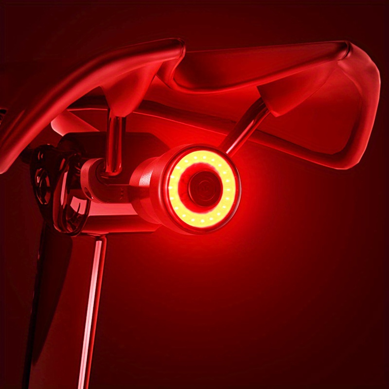 Luz trasera de bicicleta inteligente con detección de freno, luz trasera  LED para bicicleta, recargable por USB, encendido y apagado automático, se