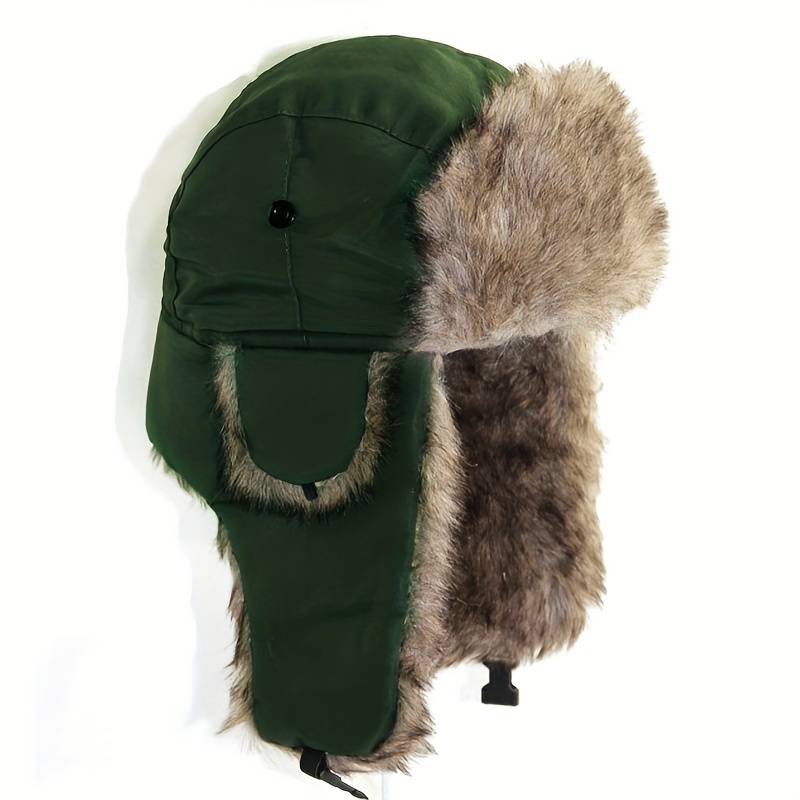 Solid Color Unisex Bomber Hat Winter Faux Fur Fleece Trapper - Temu
