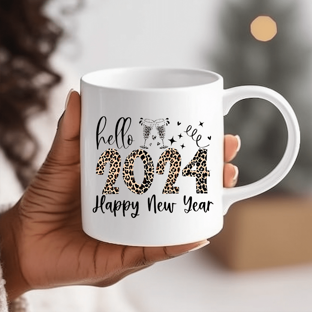 Coffee Mug Porcelain Coffee Cups Hello 2024 Happy New Year - Temu
