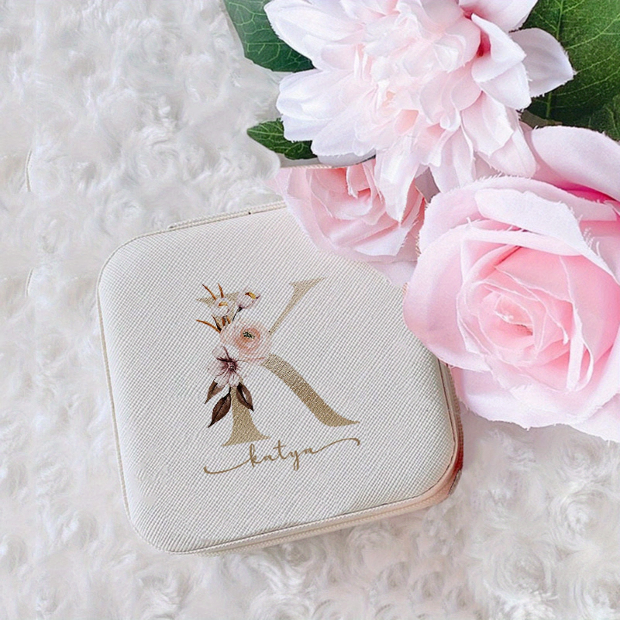 Leather Jewelry Travel Case,birth Flower Jewelry Box,personalized Name  Jewellery Box,mother's Day Gift,bridal Party Gifts,bridesmaid Gifts 