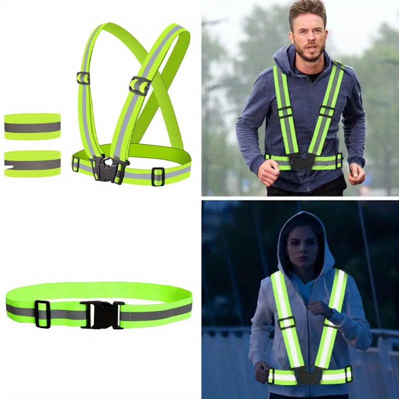 LED Reflective Vest USB Rechargeable Night Running Gear Reflector Straps  for
