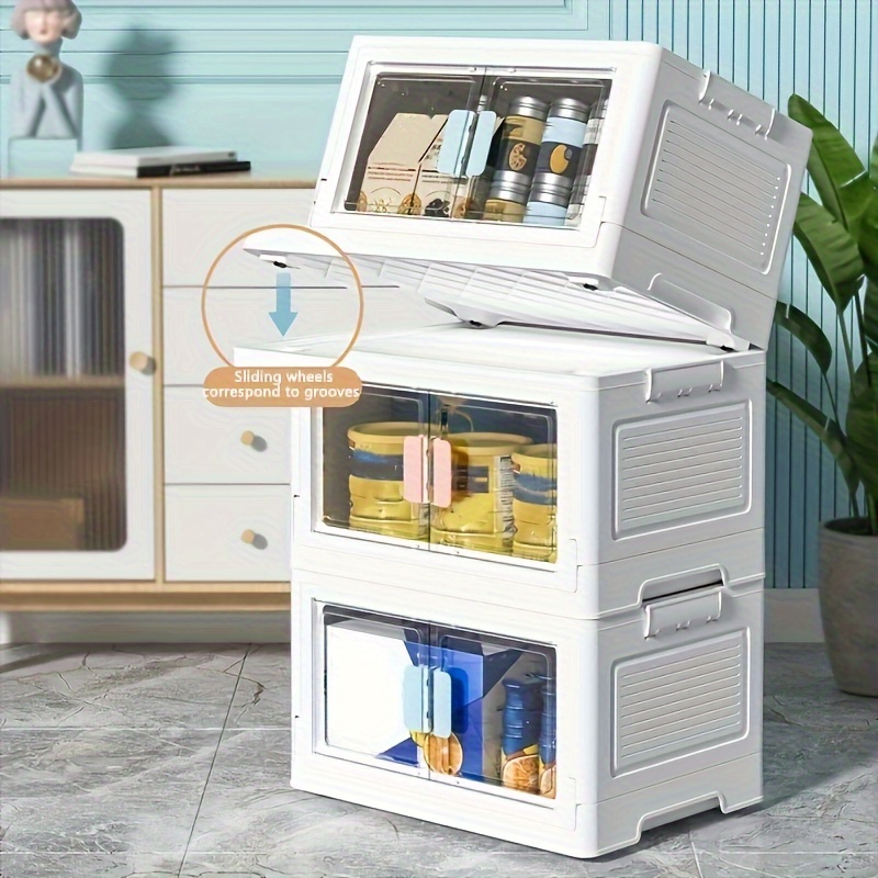 Large Capacity Transparent Storage Box Wheels Folding Trunk Temu